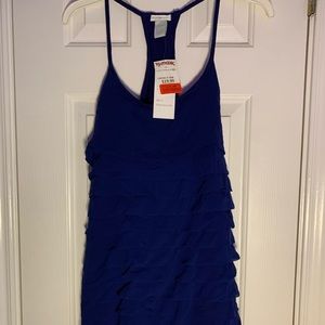 Design History Blue Ruffle Tank Top